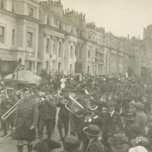 9th Battalion Band parading through Hastings in 1917