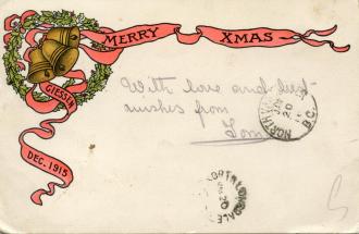 A Christmas card sent from Giessen P.O.W. camp in 1915