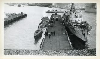 U-190 and HMCS Arnprior in St. John's Harbour, June 1945